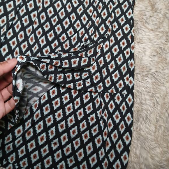 New Karen Kane Blue Diamond Super Stretch Jersey Cascade Faux Wrap Dress Large‎ - Picture 6 of 9